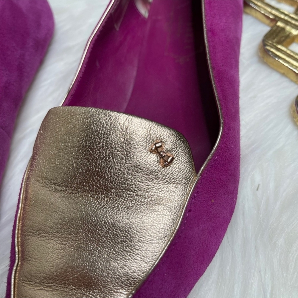 Ted Baker London Suede Flats Fuchsia Gold - image 4
